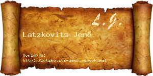Latzkovits Jenő névjegykártya
